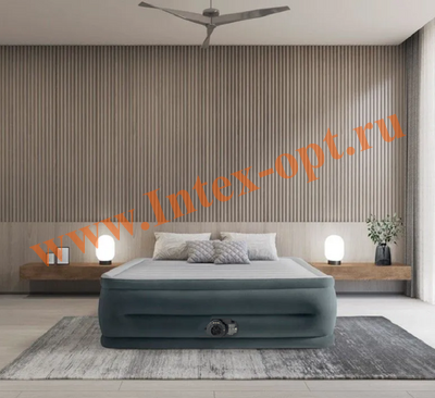 Надувная двухспальная кровать 152х203х56 см, со встроенным насосом 220В от сети, Comfort-Plush Queen, Intex 64418