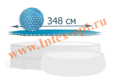 Тент для бассейнов 366 см, солнечный плавающий, пузырьковое теплосберегающее покрывало, для круглых каркасных и надувных бассейнов, Intex 28012/29022
