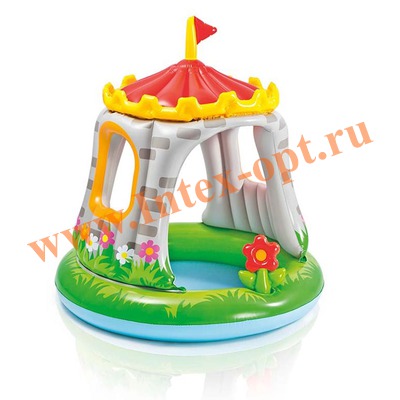 INTEX 57122 Надувной детский бассейн с навесом Замок Royal Castle Baby Pool 122х122 см(от 1 до 3 лет)