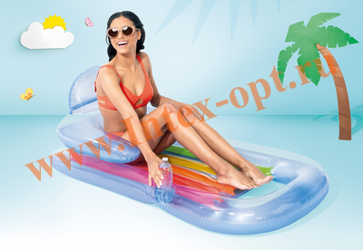 Надувной матрас шезлонг 160х85 см, пляжное кресло для плавания, нагрузка до 100 кг., от 9 лет, без насоса, intex 58802