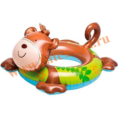 INTEX 58221 Круг надувной для плавания обезьянка Big Animal Rings 66х56 см(от 3 до 6 лет)