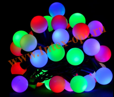 Гирлянда шарики 40мм/4м, светодиодная, уличная, разноцветные