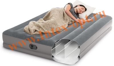 Надувная кровать 152х203х30 см, двухспальный надувной матрас со встроенным электрическим насосом от USB, Dura-Beam Prestige, Intex 64114