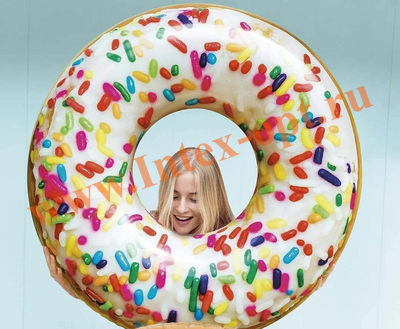 Надувной круг для плавания 99х25см, Пончик радужный, Sprinkle donut tube, от 9 лет, нагрузка до 100 кг, без насоса, Intex 56263