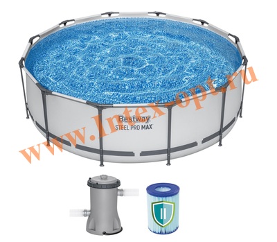 Каркасный бассейн круглый Steel Pro Max 366х100 см + фильтр-насос, Bestway 56260