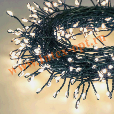 Новогодняя гирлянда Роса "хвойная лапа" мишура 10 м, водонепроницаемая, желтый теплый