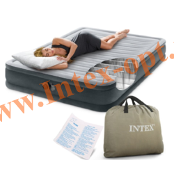 Надувная кровать 137х191х33 см, двухспальная, встроенный электрический насос 220В от сети, флокированное покрытие, Comfort-Plush Full, Intex 67768