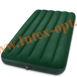 INTEX 66967 Односпальный надувной матрас Prestige Downy Bed 99х191х22 см (внешний электрический насос на батарейках)