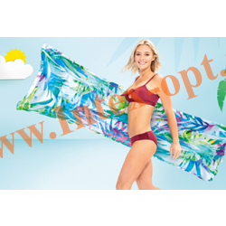 Надувной матрас с подголовником 183х69 см, пляжный для плавания, Fashion Mat, Intex 59720