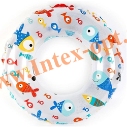 Надувной круг для плавания детский D 61 см, Рыбки, от 6 до 10 лет, без насоса, Intex 59241