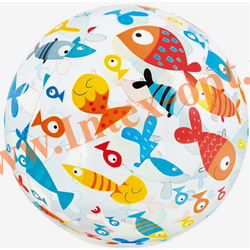 Мячик надувной пляжный 51 см, прозрачный, рыбки, для детей от 3-х лет, без насоса, Intex 59040