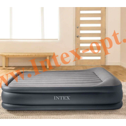 Двуспальная надувная кровать 152х203х42 см, Deluxe Pillow Rest Raised Bed, встроенный электрический насос 220В, Intex 64136