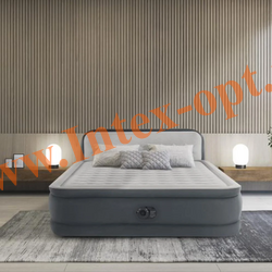 Двуспальная надувная кровать 152х236х86 см, Ultra Plush Headboard Airbed,встроенный электрический насос 220В от сети, Intex 64448