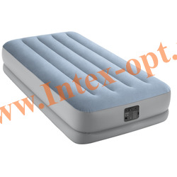 INTEX 64166 Кровать надувная Raised Comfort, 99 х 191 х 36 см, встроенный насос, 220 В