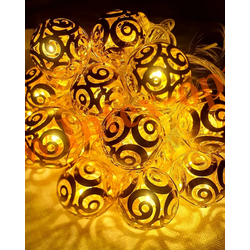 Гирлянда золотые металлические шары светодиодные, 4 м/d 3 см, 40 Led желтая/теплая
