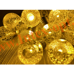 Светодиодная гирлянда нить хрустальные шарики 4м, лампочки пузырьки, желтые/теплые, 1 режим, прозрачный провод, IP20, 220В от сети