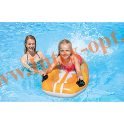 Плот надувной для плавания Joy Riders 112х62см, от 6 лет, макс. нагрузка 40 кг, без насоса, 2 ручки, цвет оранжевый,Intex 58165