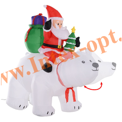 Надувная фигура медвежонок умка 210 см, 3D уличная, светодиодная,Christmas is coming, с подсветкой, встроенный компрессор постоянного поддува, IP44, 220В
